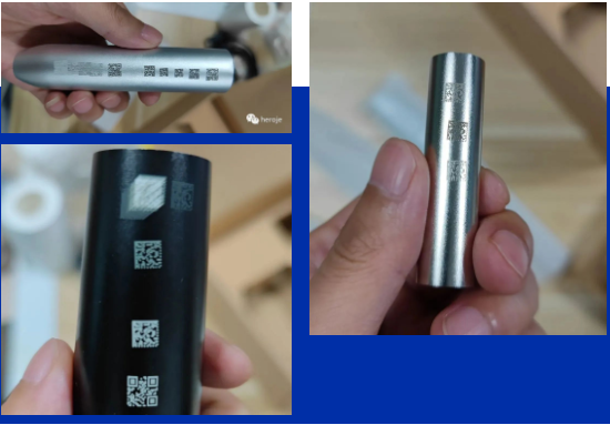 反光曲面碼，黑底白色曲面碼